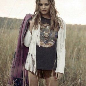 Vintage Spell & the Gypsy Cowgirl Dreams Tassel Jacket Snow Sz M/L